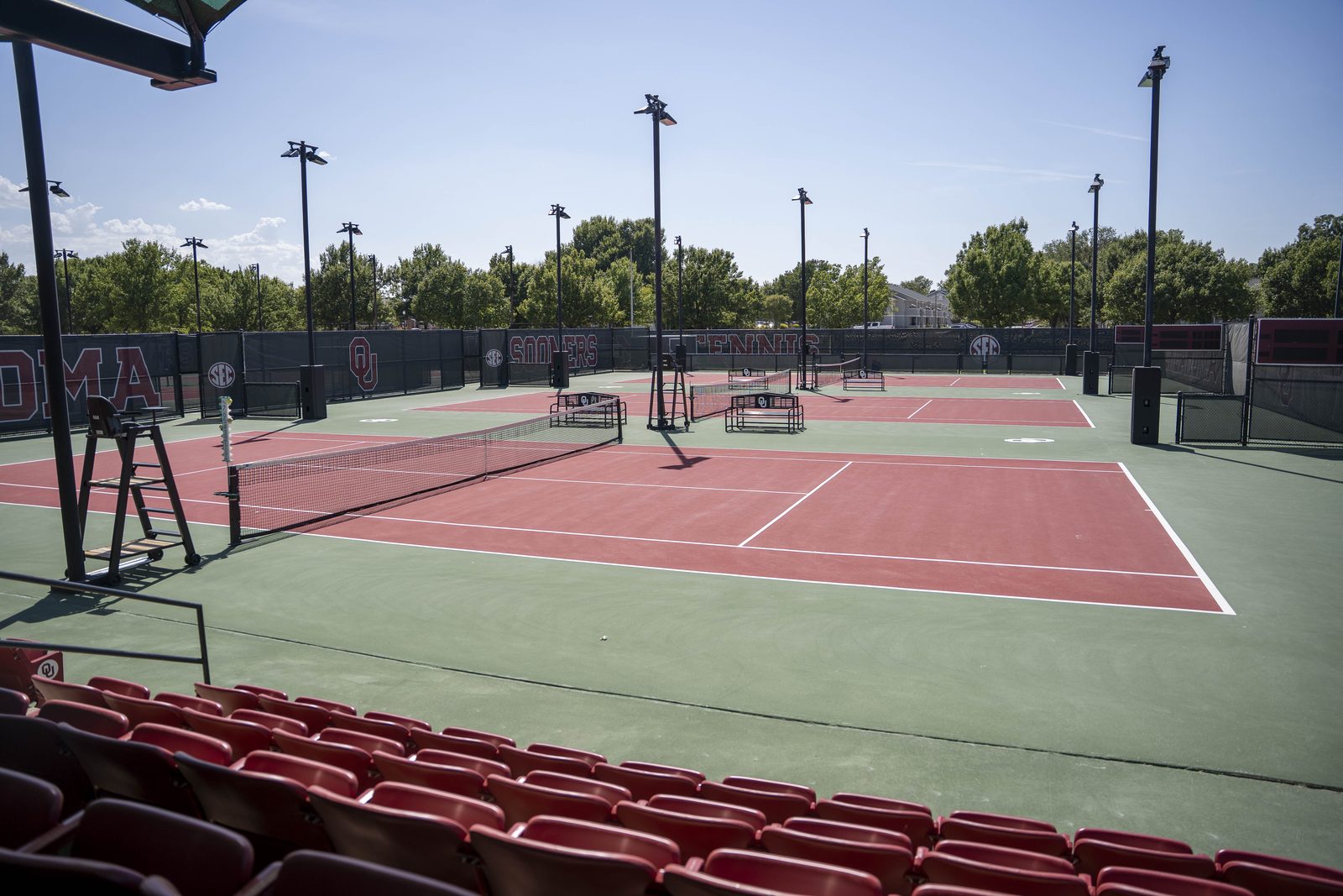 Outdoor courts at OU Headington seen from the stands